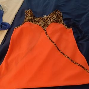 Neon orange leopard print tank